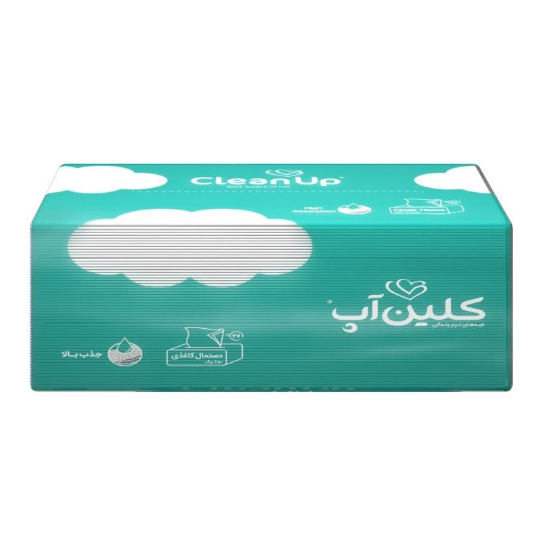 دستمال کاغذی دولایه طرح ابر کلین آپ ۲۵۰ برگ