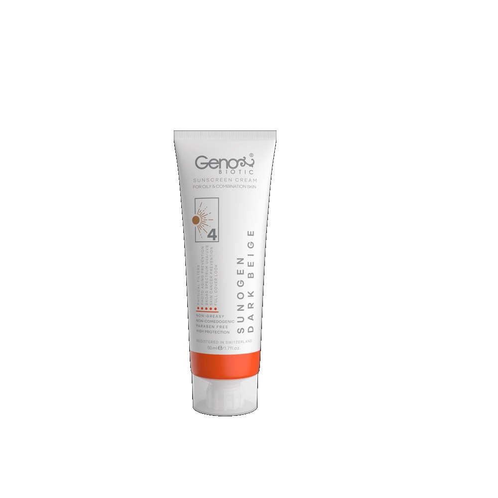 کرم ضد آفتاب ژنوبایوتیک پوست های چرب بژ تیره SPF50 ژنوبایوتیک 50 گرم