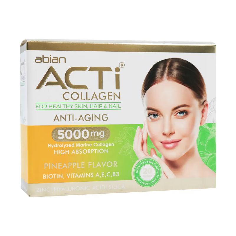 ساشه اکتی کلاژن 5000mg با طعم آناناس ابیان دارو 20 عدد