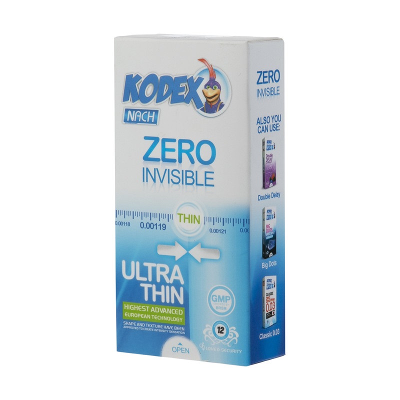 کاندوم کدکس مدل Zero Invisible بسته 12 عدد