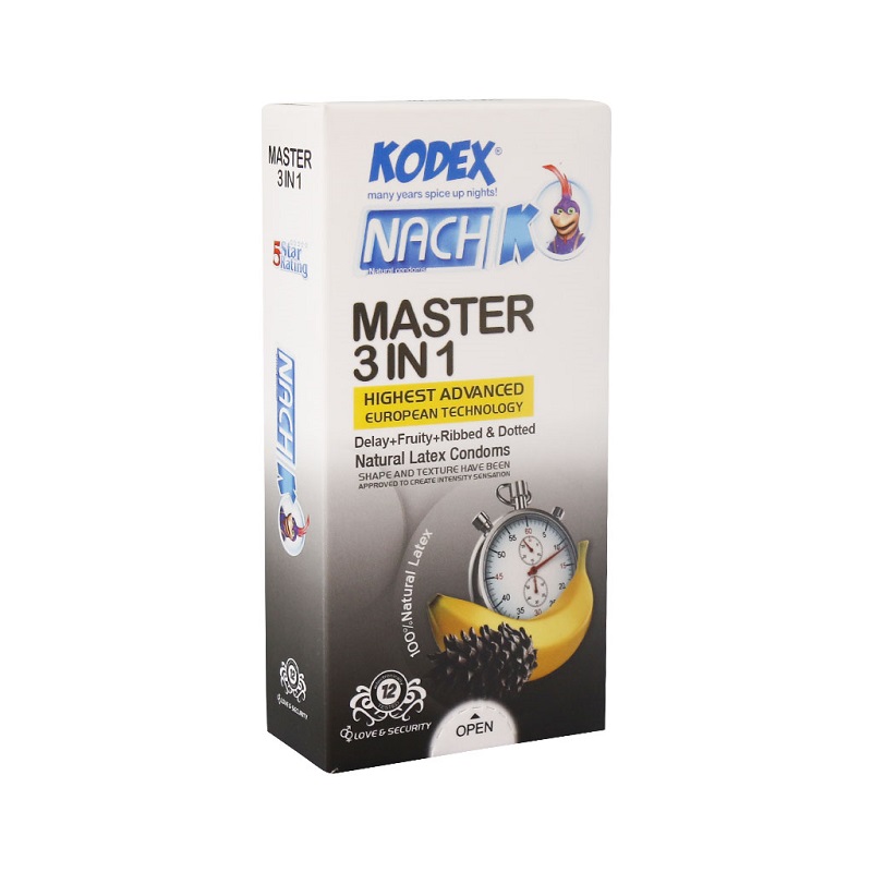 کاندوم کدکس مدل Master 3 In 1 بسته 12 عددی