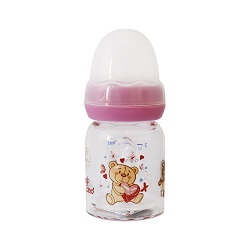 شیشه شیر پیرکس ارتودنسی صورتی کد 438 بیبی لند 60 میلی لیتر