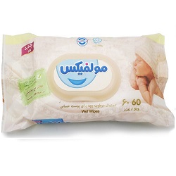دستمال مرطوب کودک مولفیکس مناسب پوست حساس 60 عددی