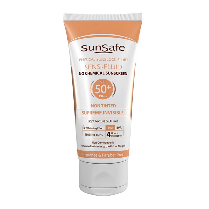فلوئید ضد آفتاب پوست حساس +SPF 50 سان سیف 50 گرم