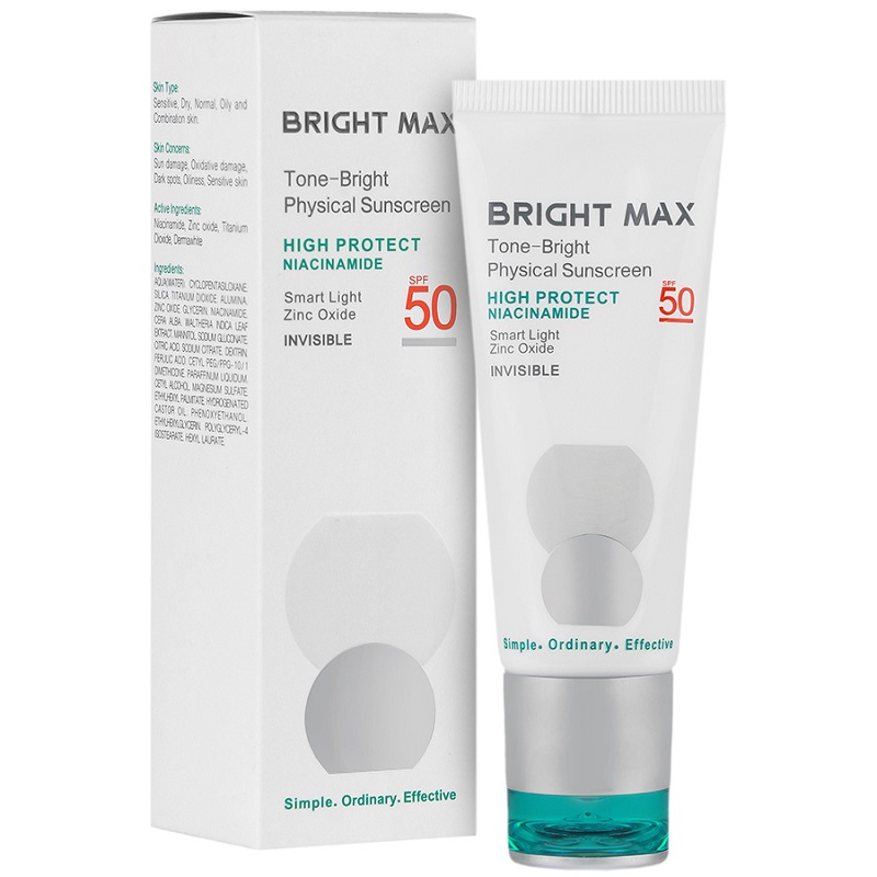 ضد آفتاب فیزیکال Spf50 تن  برایت مکس 40 میلی لیتر