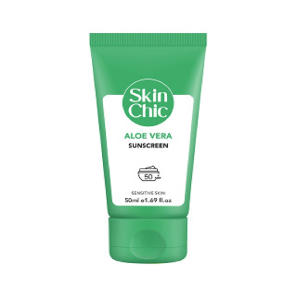 کرم ضدآفتاب آلوئه ورا اسکین شیک برای پوست حساس با SPF50 حجم 50 میلی لیتر