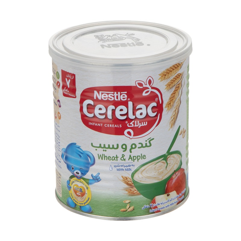 سرلاک گندم و سیب به همراه شیر نستله 400 گرم