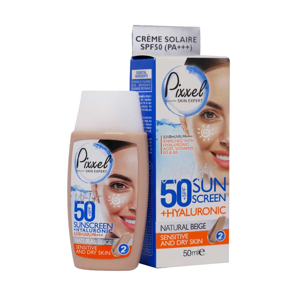 کرم ضد آفتاب SPF50 بژ طبیعی پیکسل برای پوست خشک و حساس 50 میلی لیتر