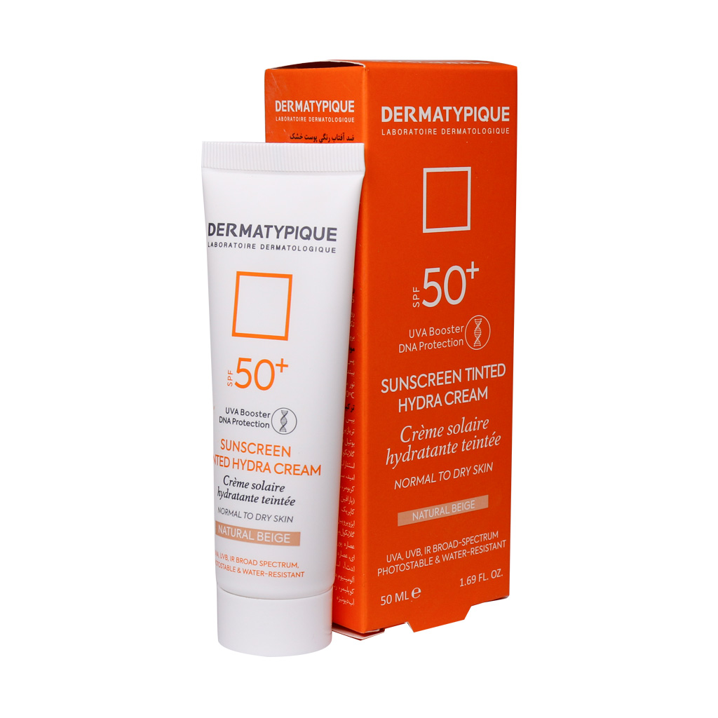 ضد آفتاب رنگی بژ طبیعی پوست خشک SPF50 مدل هیدرا درماتیپیک 50 میلی لیتر