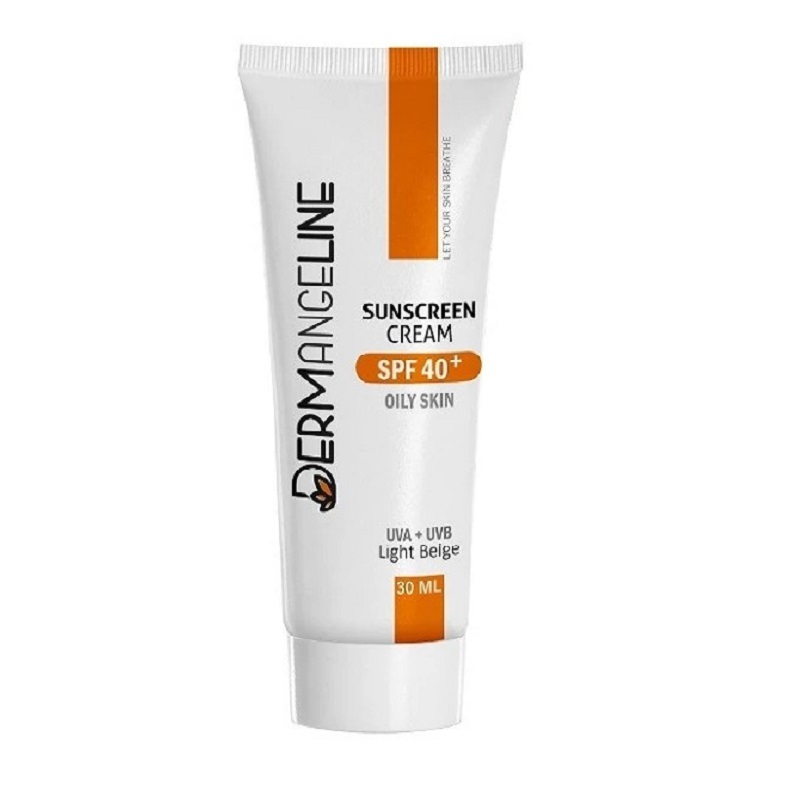 ضد آفتاب کرم پودری SPF40+ بژ روشن پوست چرب درم انجلین 30 میل