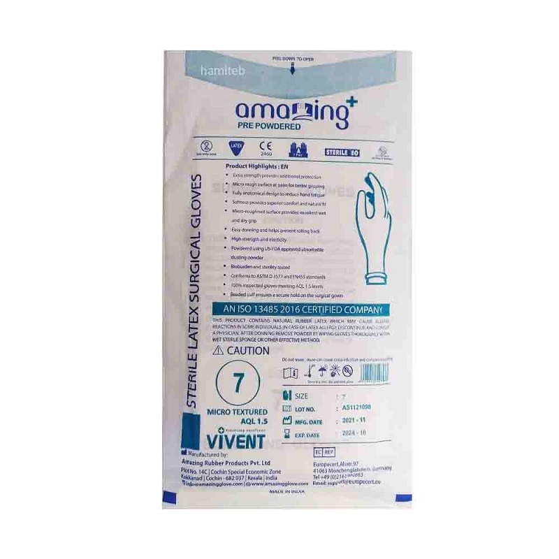 دستکش جراحی بدون پودر ویونت امیزینگ سایز 7