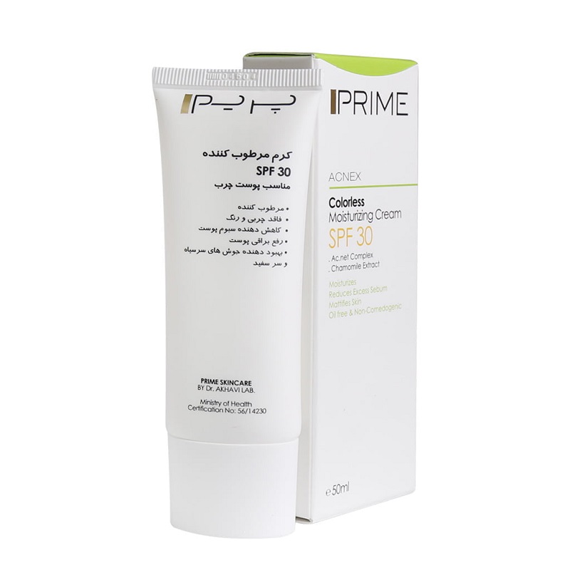 کرم مرطوب کننده آکنس پریم SPF30 مناسب پوست های چرب و مختلط ۵۰ میلی لیتر