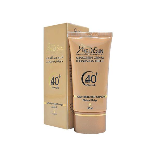 کرم ضد آفتاب SPF40 پوست چرب و حساس بژ طبیعی شماره 2 مدیسان 30 میلی لیتر