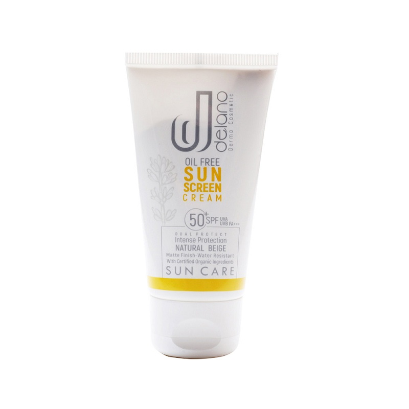 کرم ضدآفتاب بژ طبیعی مناسب پوست چرب SPF50 دلانو 50 میلی لیتر