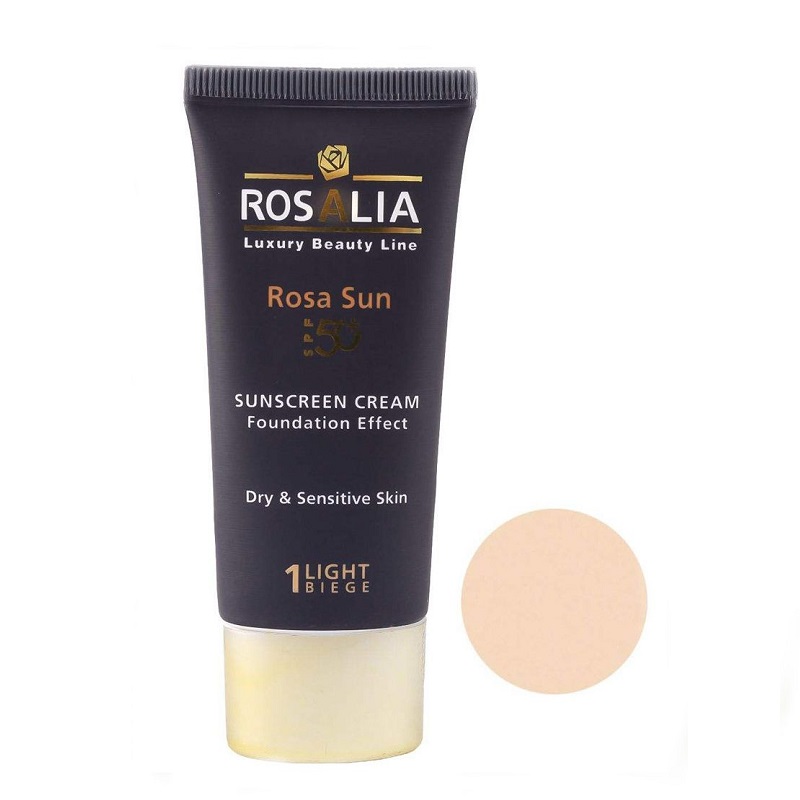 کرم ضدآفتاب پوست خشک و حساس بژ روشن SPF 50 رزالیا حجم 40 میلی لیتر