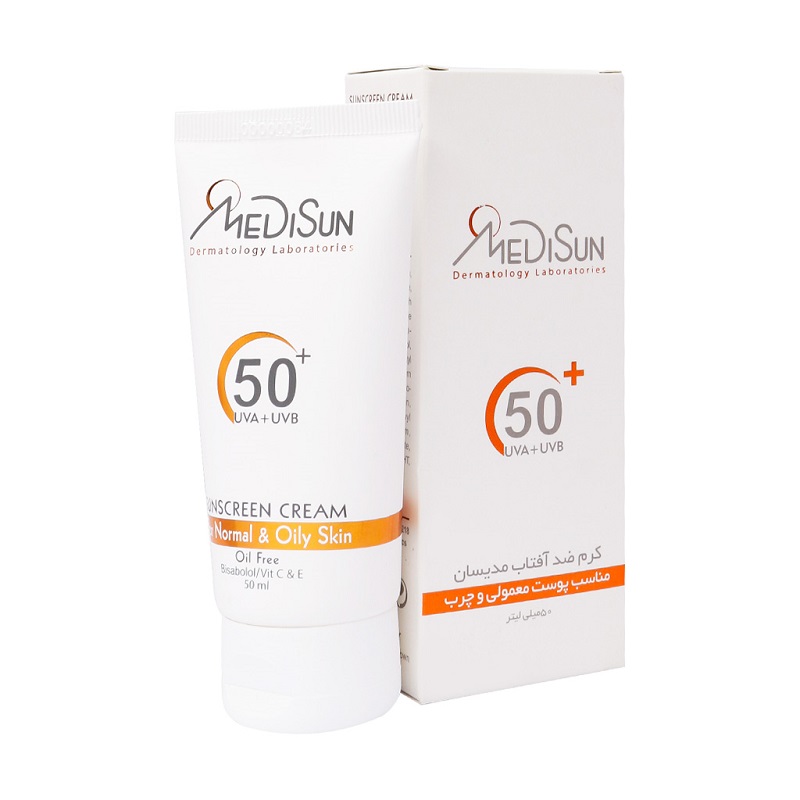 کرم ضد آفتاب بی رنگ SPF60 مناسب پوست چرب و معمولی مدیسان 50 میلی لیتر