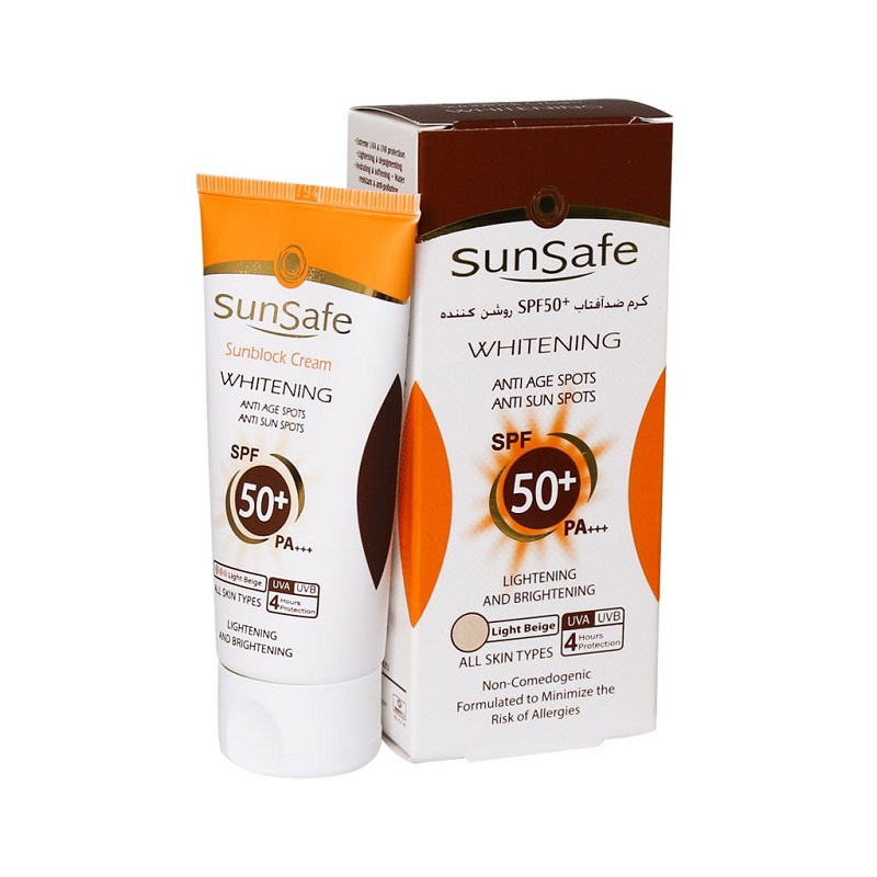ضد آفتاب بژ روشن فاقد جاذب شیمیایی SPF50 سان سیف