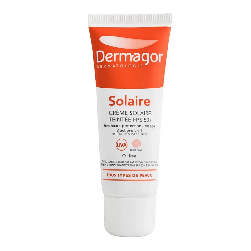 کرم ضد آفتاب 3 در1رنگی SPF50 فاقد چربی درماگور 40 میلی لیتر