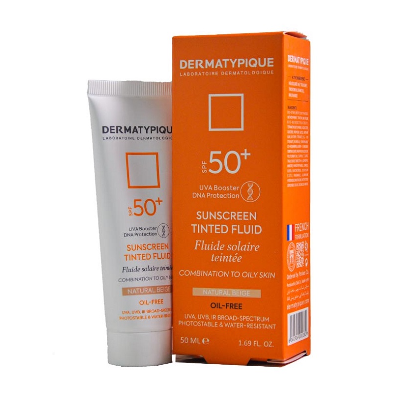 کرم ضد آفتاب رنگی بژ طبیعی پوست چرب SPF50 درماتیپیک 50 میلی لیتر