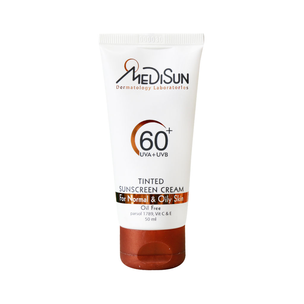 کرم ضد آفتاب بژ SPF60 مناسب پوست چرب و معمولی مدیسان 50 میلی لیتر