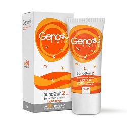 کرم ضد آفتاب SPF50 مناسب پوست چرب و مختلط بژ روشن ژنوبایوتیک 50 گرم