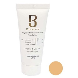 کرم ضد آفتاب کرم پودری +SPF50 بیزانس پوست خشک شماره 20 نچرال بژ 30 میلی لیتر
