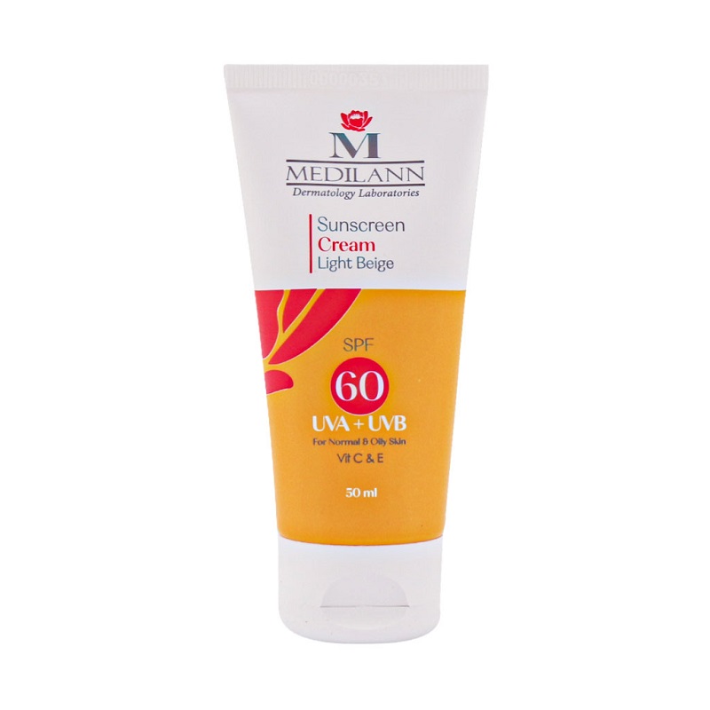 کرم ضد آفتاب بژ روشن SPF60 مناسب پوست چرب مدیلن 50 میلی لیتر