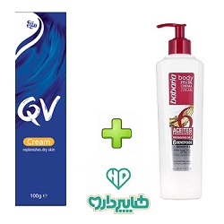 پک ویژه کرم مرطوب کننده کیووی + شیر بدن 6 روغن باباریا