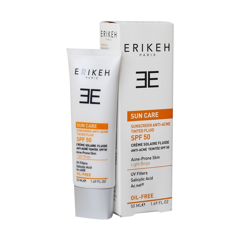 فلوئید ضد آفتاب و ضد جوش بیرنگ فاقد چربی SPF50 اریکه 50 میلی لیتر