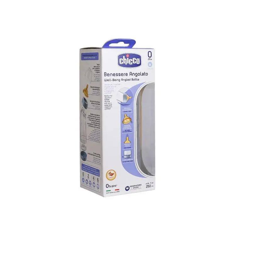 شیشه شیر مدل Well-Being Angled Bottle چیکو دخترانه 250 میلی لیتر