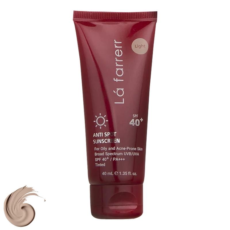 کرم ضد آفتاب و ضد لک رنگی برنزه مناسب پوست های چرب و مستعد آکنه با SPF40   لافارر حجم 40 میلی لیتر