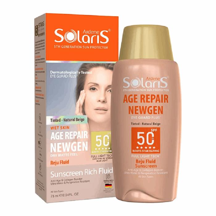 فلوئید ضدآفتاب و ضد چروک SPF50 رنگ بژ طبیعی سولاریس آردن 75 میلی لیتر