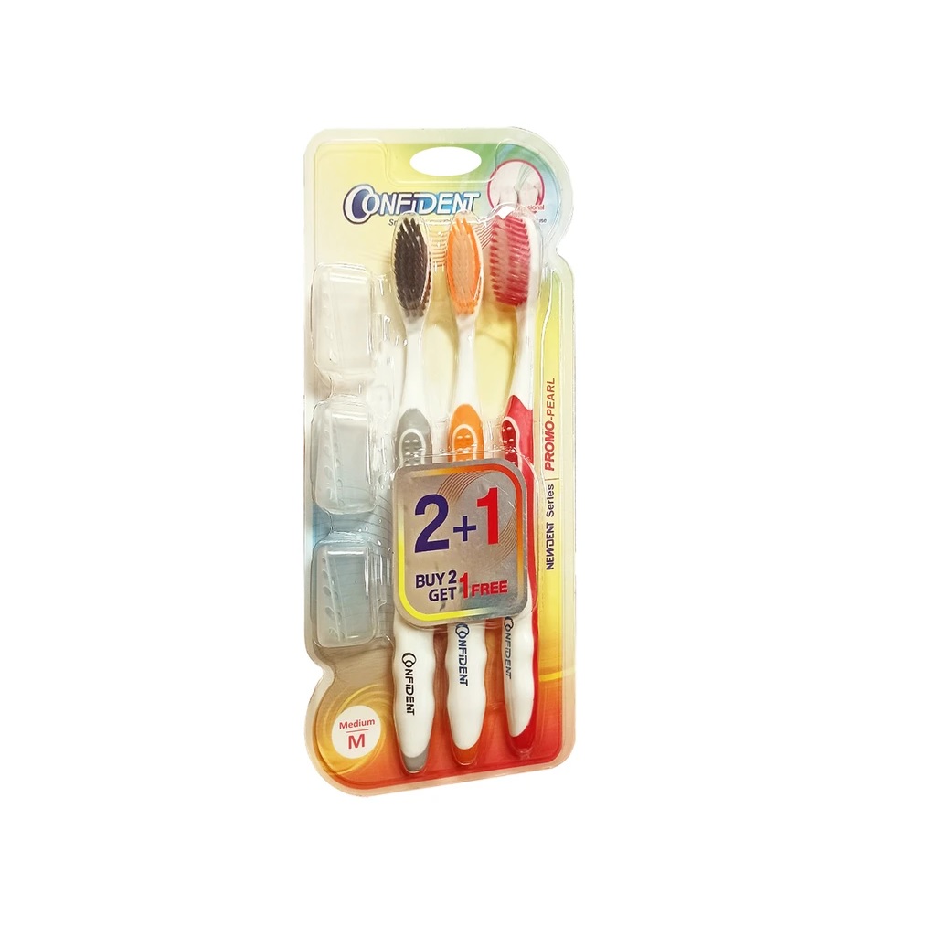 مسواک دارای سری متوسط کانفیدنت بسته ویژه 2+1  کد B1.102