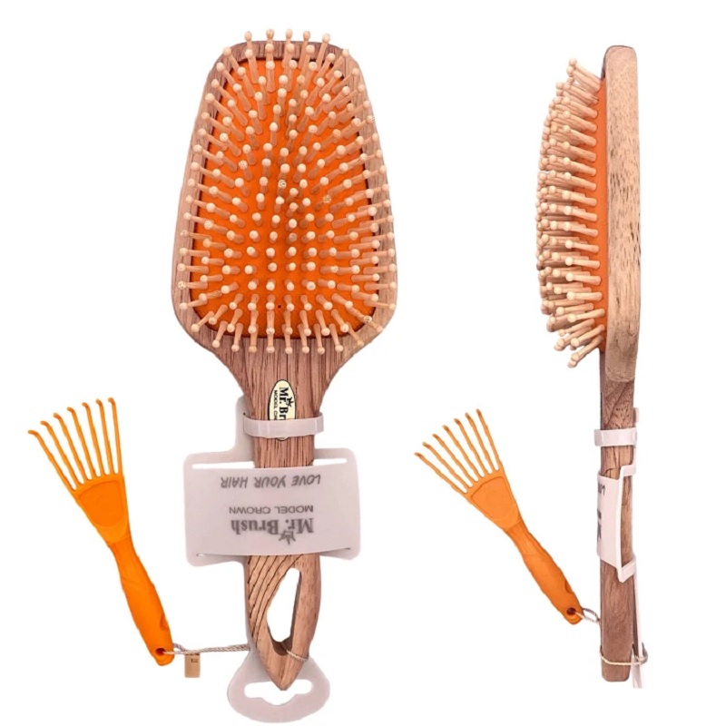 برس مو مستر براش مدل Crown با بدنه و سوزن چوبی کد W2304
