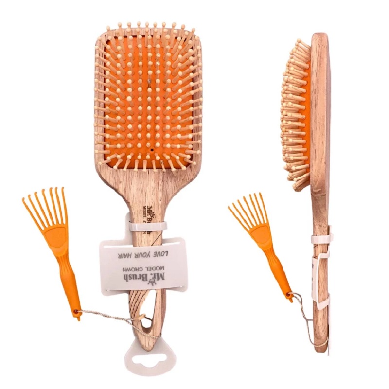 برس مو مستر براش مدل Crown با بدنه و سوزن چوبی کد W2303