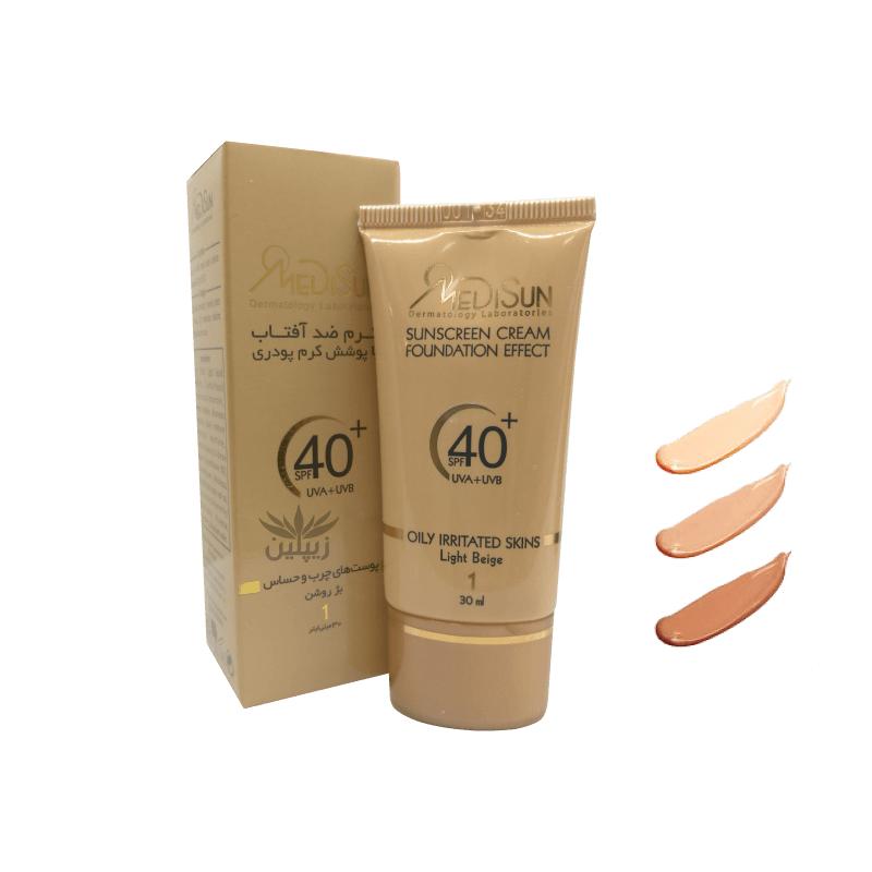 کرم ضد آفتاب رنگی SPF40 پوست های چرب و حساس بژ روشن شماره 1 مدیسان 30 میلی لیتر