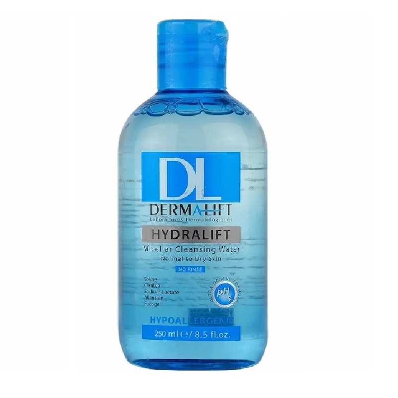 محلول پاک کننده میسلار درمالیفت مدل Hydralift مناسب پوست خشک و معمولی حجم 250 میلی لیتر