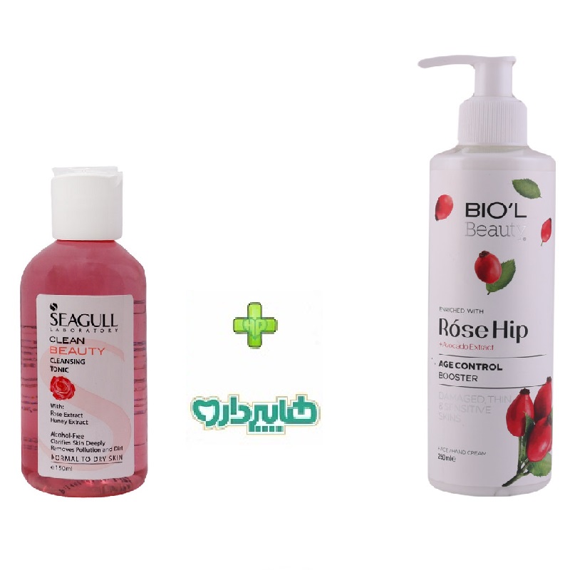 پک ویژه تونیک پاک کننده مناسب پوست معمولی تا خشک سی گل 150 میلی لیتر+کرم پمپی مرطوب کننده حاوی عصاره رز هیپ و آووکادو بیول 250 میلی لیتر