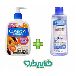 پک ویژه میسلار واتر کامان مدل 1در7 مناسب پوست خشک تا نرمال 400 میل+شوینده صورت کامان مناسب پوست نرمال حجم 500 میل