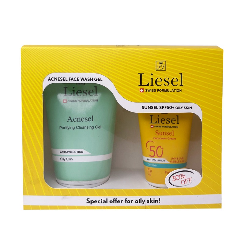 پک ژل شستشو و کرم ضد آفتاب SPF50 پوست چرب لایسل