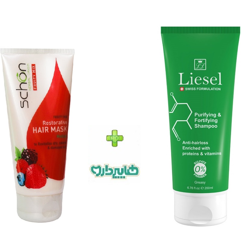 پک ویژه ماسک مو مدل فوروتی میکس شون 150 میلی لیتر+شامپو تقویت کننده و ضد ریزش موهای چرب لایسل 200 میلی لیتر