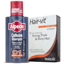 پک شامپو آلپسین مدل Caffeine C1 حجم 250 میلی لیتر به همراه کپسول هیر ویت هلث اید