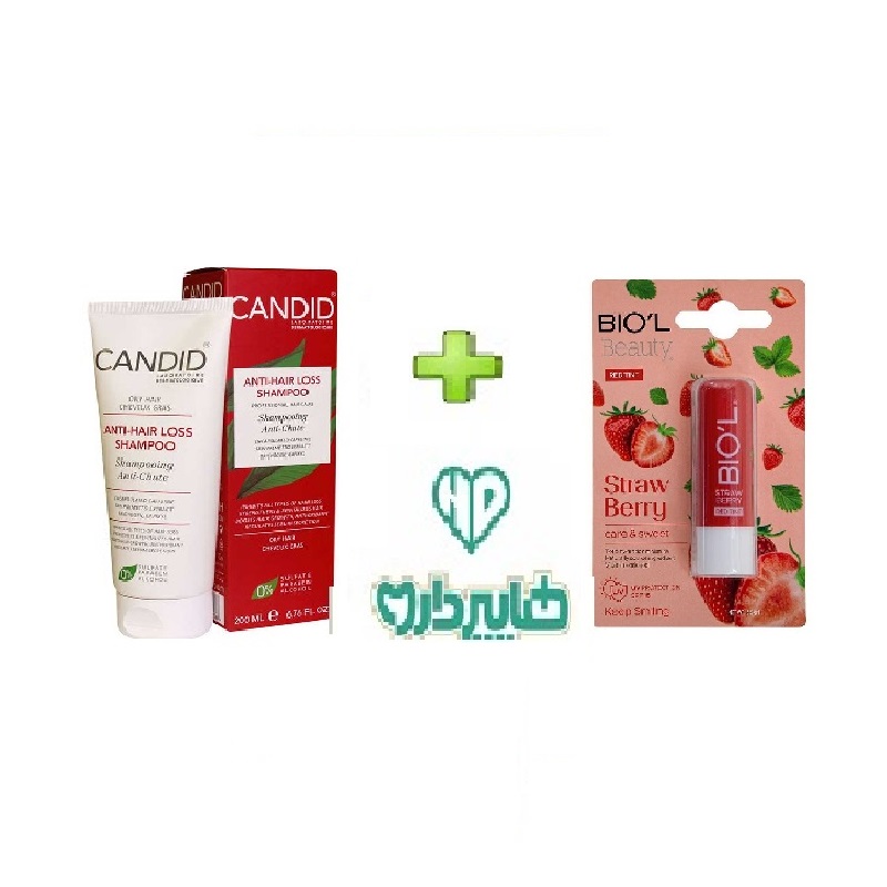 پک ویژه بالم لب مدل توت فرنگی کر اند سوییت بیول+شامپو ضد ریزش موی چرب کاندید 200 میلی لیتر