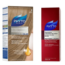 پک رنگ مو شماره 8 بلوند روشن فیتو + شامپو تقویت کننده میلیسم مناسب موهای دکلره و رنگ شده فیتو