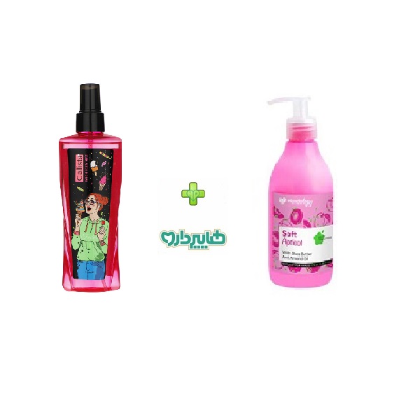 پک کرم آبرسان مدل سافت اپریکات هندولوژی 325 میلی لیتر + بادی اسپلش تیلور رنگ صورتی کالیستا 200 میلی لیتر