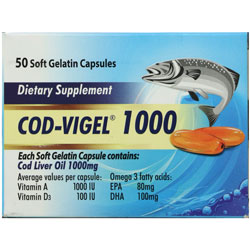 کپسول ژلاتینی روغن کبدماهی کاد ویژل 1000 میل 50 عدد